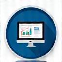 Stylized icon showing a computer screen with graphs and documents, representing digital learning materials and online resources.
